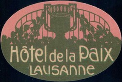 Lausanne Hotel de la Paix, Vignette + illustr. Briefkopf
