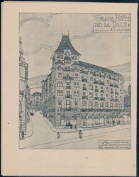 Lausanne Hotel de la Paix, Vignette + illustr. Briefkopf