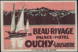 Ouchy Hotel Beau Rivage ca. 1910, VignetteAutomatically generated ...