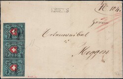 1851, Typen 18-20, farbfrischer Dreierstreifen, voll- bis sehr breit ...