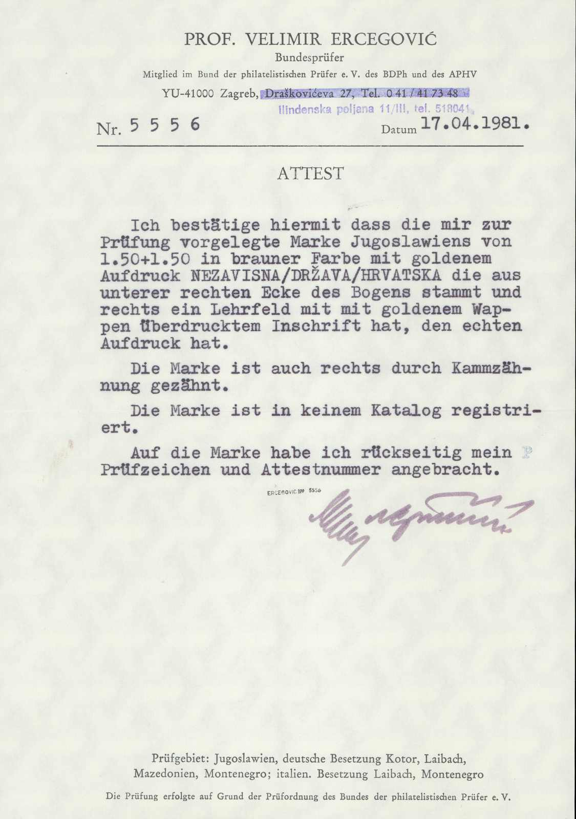 Image 2 for lot number 577 for 14th Pilatusmail-Auktion