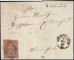 1856, 22C auf Brief von Wuppenau nach Weinfelden und 22B auf Brief ...