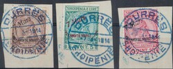 1914, 6 Werte mit ET-Stempel