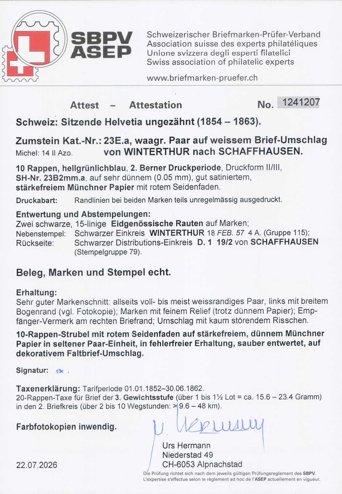 Image 2 for lot number 3031 for 16th Pilatusmail-Auktion