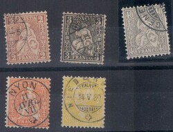 Sitzende Helvetia, 10 bessere Werte + 1 Paar, dabei 40c Faserpapier ...