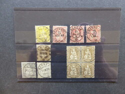 Sitzende Helvetia, 7 Werte + 1Fr golden im Viererblock (sauber gest. ...