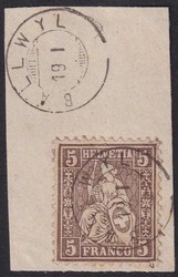 BALLWYL 1862, 5Rp braun, Briefstück mit ZwergstempelAutomatically ...