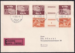 1950, Zwischensteg-Serie (3) auf FDC deutsch