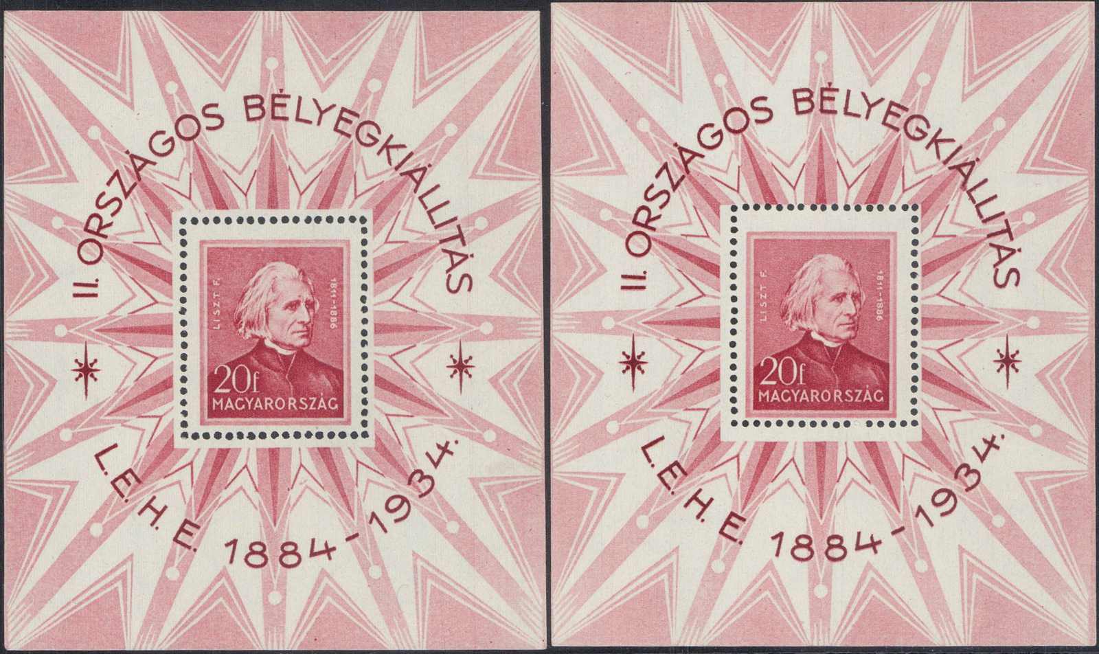 1934, Ausstellungsblock, 6 postfrische Blocks, teils verschobene ...