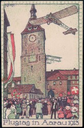 1913, Vorläufer Aarau auf offiz. Karte, vorbereitet für die ...