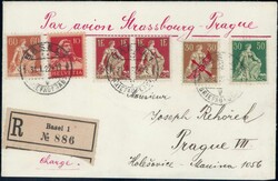 1922, 30c Flügelradaufdruck auf sehr sauberem R-Brief von Basel nach ...