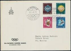 St. Moritz 1948, Umschlag vom Hotel Palace St. Moritz mit passender ...