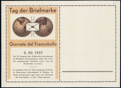 1937, Bern 5.XII.1937, Karte D/I in ungebrauchter Erhaltung, 1750 ...