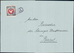 Basler Taube, Faltbrief mit MUBA-VignetteAutomatically generated ...