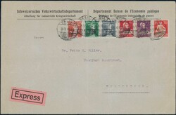 1919, 3c, 5c, 10c, 15c + 20c dünner Aufdruck und 7 1/2c dicker ...