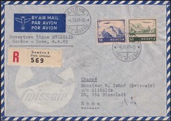 1949, Brief vom Erstflug Genf-Rom, nur 25 Belege geflogen, SLH 450 ...