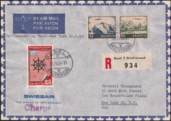 1954, Swissair Erstflüge Basel-New York und New York-Basel, ...