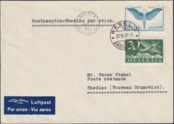 1939, Fremdflug Southampton-Shediac, 2 saubere Briefe ab Basel bzw. ...