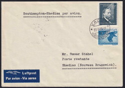 1939, Fremdflug Southampton-Shediac, 2 saubere Briefe ab Basel bzw. ...