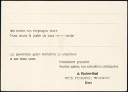 Hotel Metropole-Monopole Bern 1930, 25c blau im Viererblock auf ...