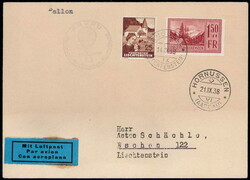 1938, Ballonflug Aarau, Brief ab RuggellAutomatically generated ...