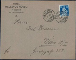 Hergiswil Hotel Bellevue-Rössli 1914, illustr. Umschlag nach Wien