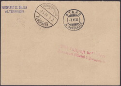 1934, Antwortkarte vom Swissair Erstflug Basel-Frankfurt, rückseitig ...