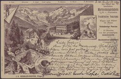 MORTERATSCHGLETSCHER 1899, 10c Ziffer auf dekorativer Lithokarte ...