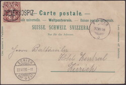 JULIERHOSPIZ 1898, 5c Ziffer auf passender Ansichtskarte mit ...