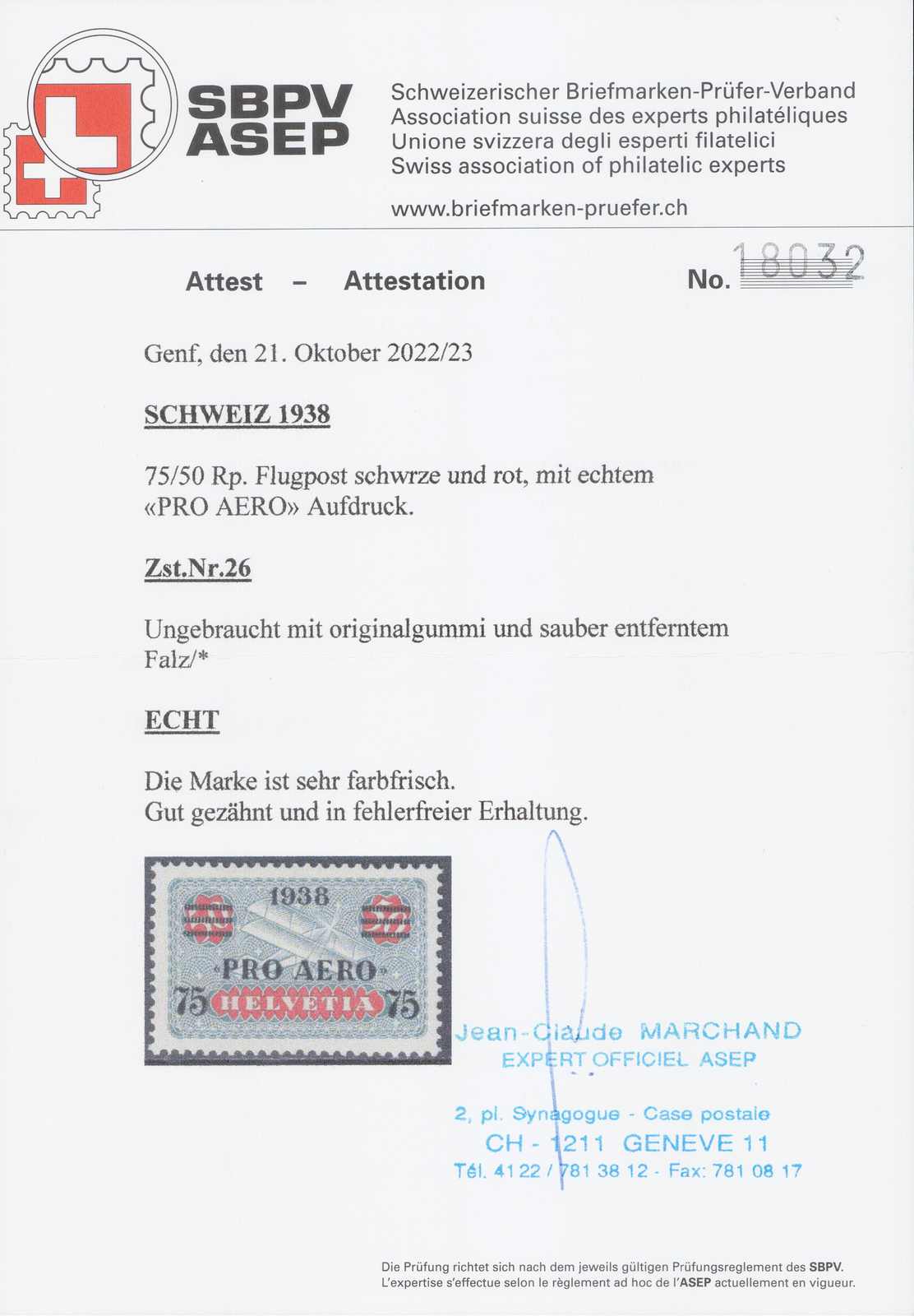 Image 2 for lot number 1179 for 15th Pilatusmail-Auktion