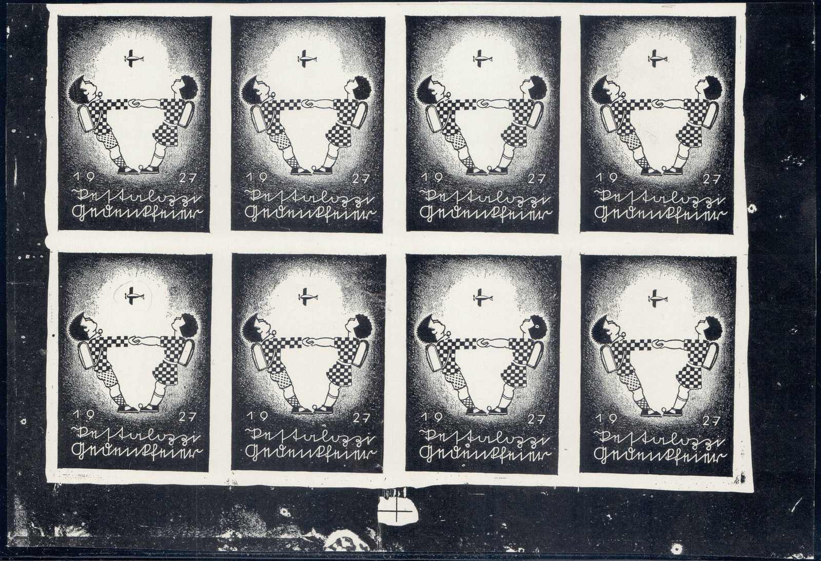 1927, Flugmeeting Brugg-Yverdon, Schwarzdruck + ungezähnte Ausgabe ...