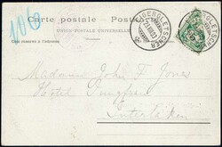 1903, 5c grün, 2/3-TEILUNG auf Karte von EIGERGLETSCHER, violetter ...