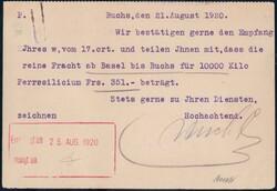 1920, 20H ungezähnt + 40H rot auf Karte von Schaan nach Wien, ...