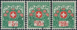 1927, Schweizer Wappen und Alpenrosen, Faserpapier, kompl. Serie (3), ...