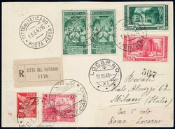 1940, Karte vom Erstflug Rom-Locarno, Mischfrankatur Vatikan/Italien, ...
