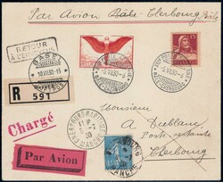 1930, Erstflug Basel-Cherbourg, Brief mit 2-Länder-Frankatur und ...