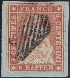 5Rp orangebraun, farbfrisch, unten angeschnitten auf kleinem ...