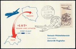 1958/59, Erstflüge Warschau-Zürich und Zürich-Warschau, 2 illustr. ...