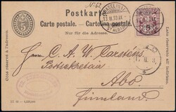 1893, 5c bräunlichlila auf 5c Postkarte von Basel nach ...