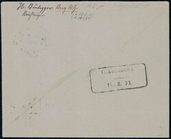 1933, Brief vom Selfelflug Zürich-Milana ab Arosa nach Triesenberg, ...