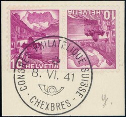 10+10c rotlila, glattes Papier, Abart: DOPPELPRÄGUNG, 250 ...