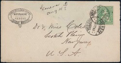 GENEVE Grand Hotel Neau-Rivage 1877, 25c grün auf sauberem Brieflein ...