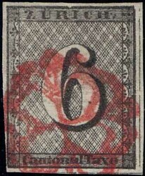 Zürich 6, waagrechte Unterdrucklinien, Type II, farbfrisch, voll- ...