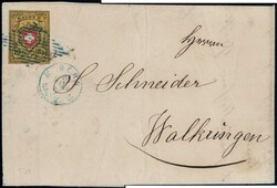 1852, Rayon II, Type 19 B/LO, farbfrisch, vollrandig auf Faltbrief ...