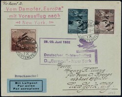 Liechtenstein Damper Europa 28./29. Juni 1932, Brief ab Vaduz nach ...