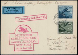 Liechtenstein Dampfer Europa 14./15. Juni 1933, Brief ab Triesenberg ...