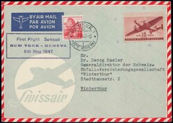 1947, Swissair-Flug New York-Genf, Beförderung in der Bordtasche + ...