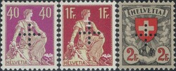 1935/37, Serie mit eingelochtem Kreuz (18), 40c mit Falz, teils ...