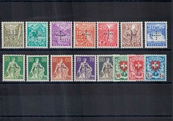 1935/37, Serie mit eingelochtem Kreuz (18), 40c mit Falz, teils ...