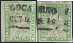 40Rp grün, 2 lose, ursprünglich zusammen verwendete Einzelmarken, ...